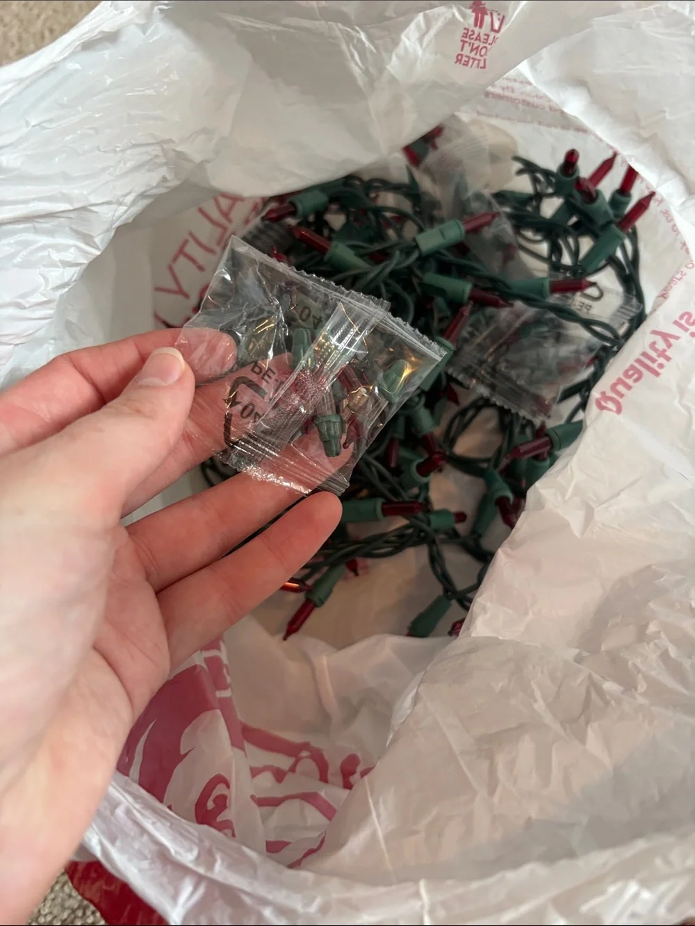 100 Miniature Multi Christmas Light Set one in box and bag white and green Wire